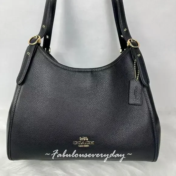 Coach Erin Shoulder Bag In Leather/Gold/Black CAQ86 NWT - Picture 2 of 11